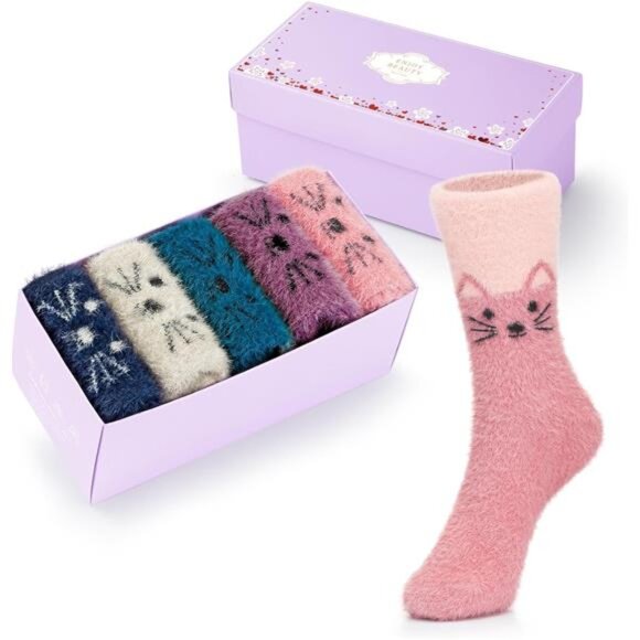 New 5 Pairs Fuzzy Soft Cozy Comfortable Socks for Women, Casual Sleep Comfy Sock - Picture 6 of 6